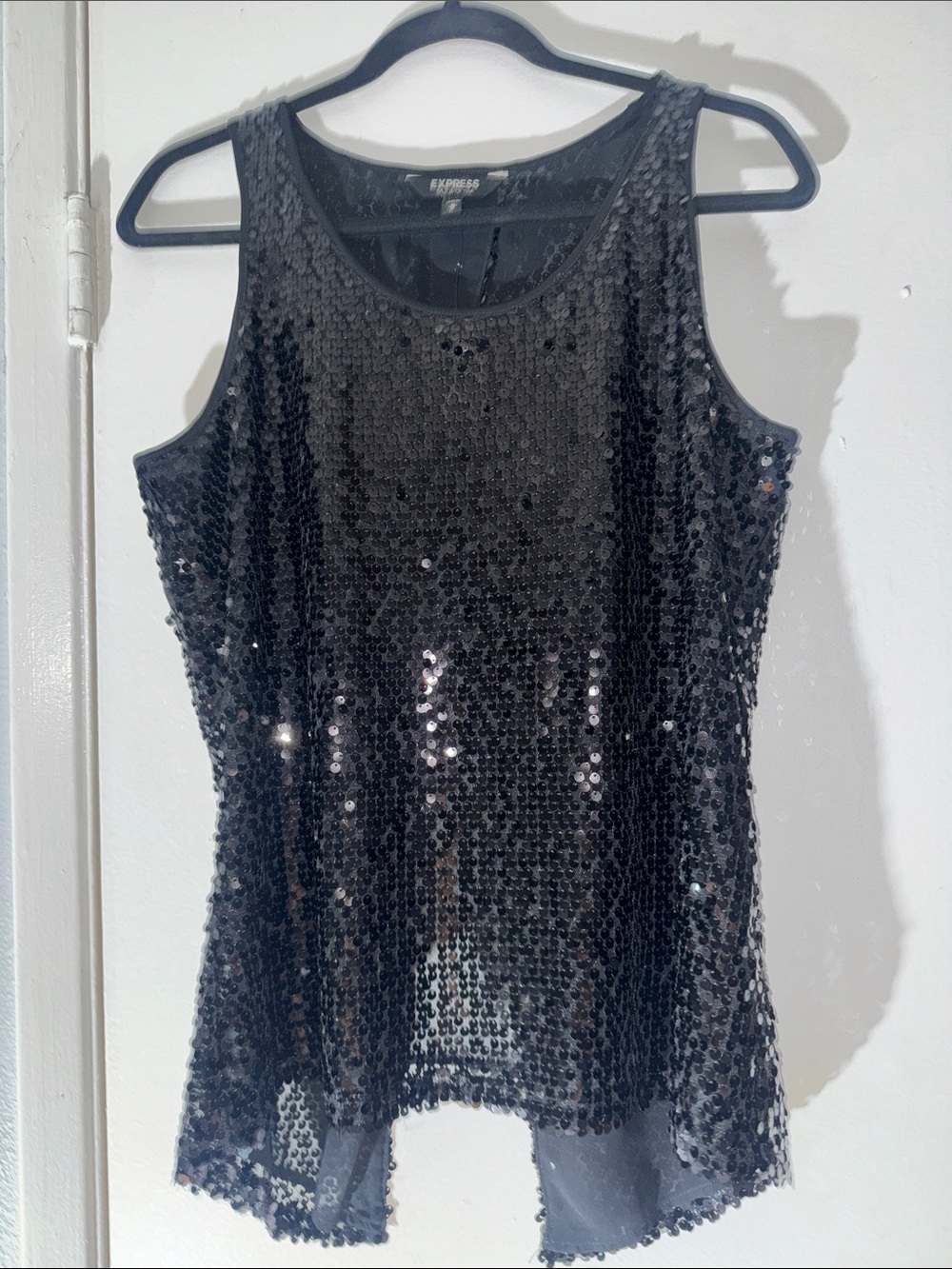 Express Black Sequin Sleeveless Tank Top